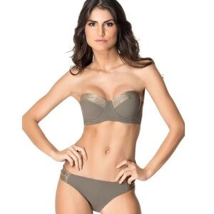 RED CARTER EARTH UNDERWIRE GLITTER BIKINI SWIM TOP/BOTTOM - NWT